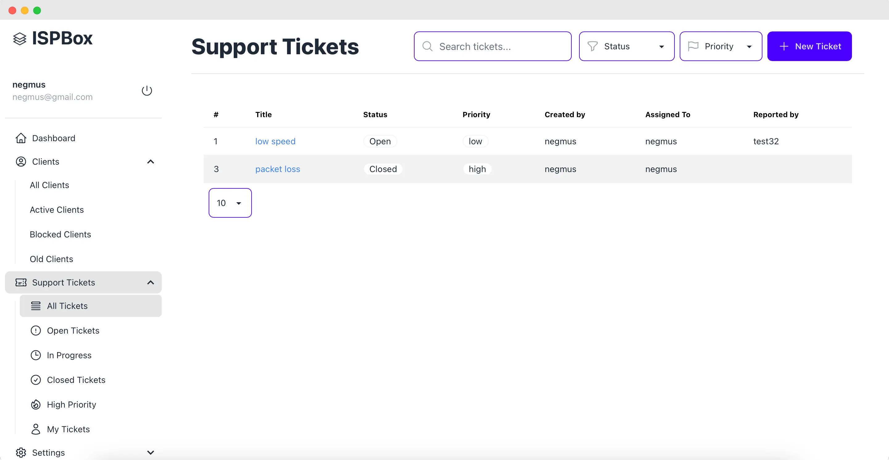 ISPbox Dashboard