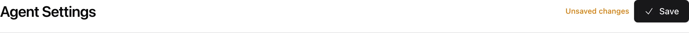 Page header showing the amber Unsaved changes label beside the Save button